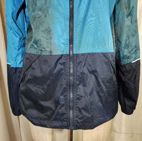 Columbia Tie dye Rain Jacket, Women, Pockets, hood, ZipUp, Black/ Blue, L - Picture 7 of 14